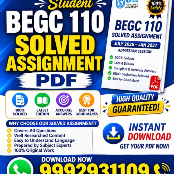BEGC 110 SOLVED ASSIGNMENT 2026-27