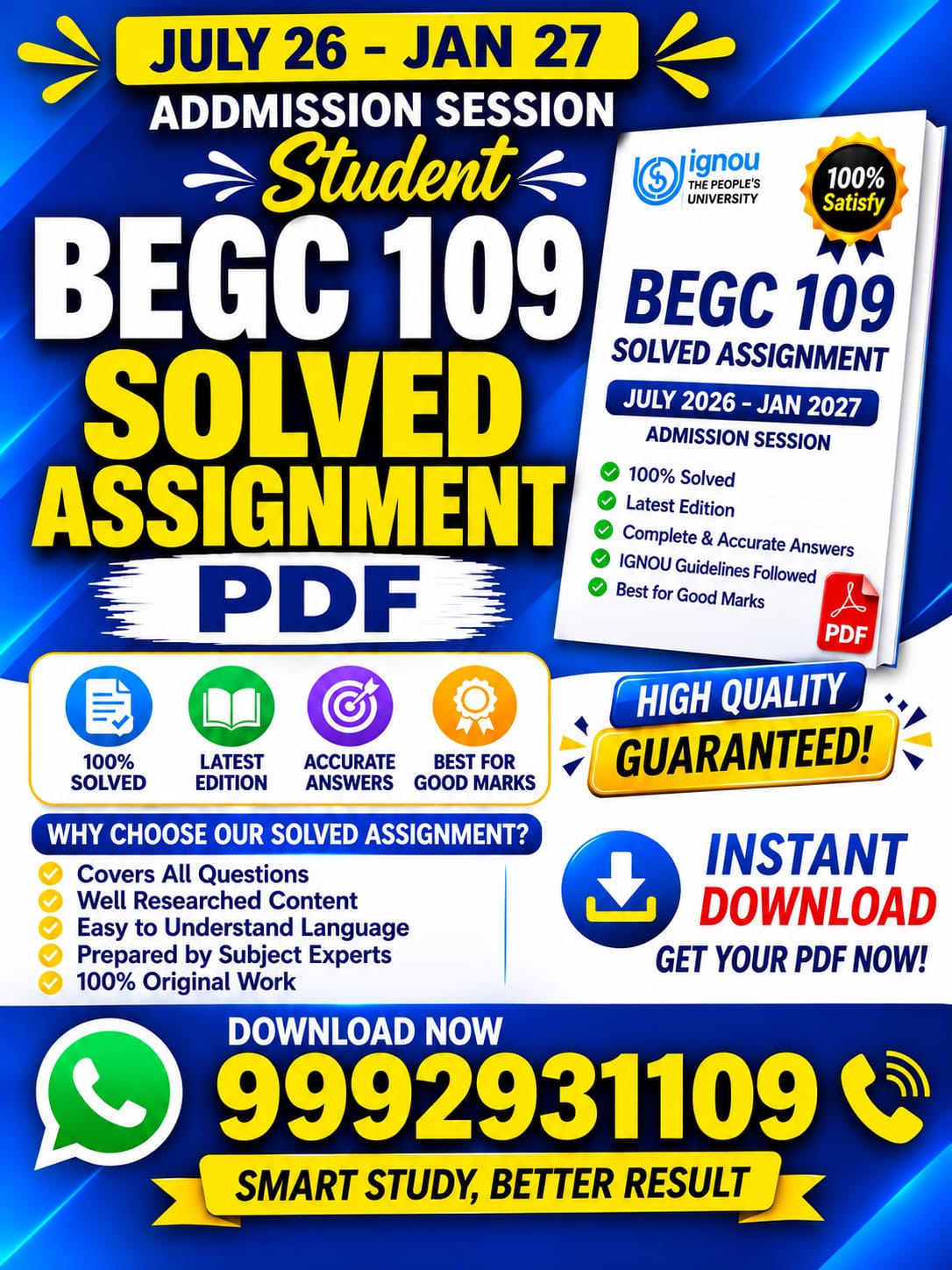 BEGC 109 SOLVED ASSIGNMENT 2026-27
