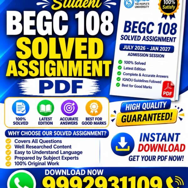 BEGC 108 SOLVED ASSIGNMENT 2026-27